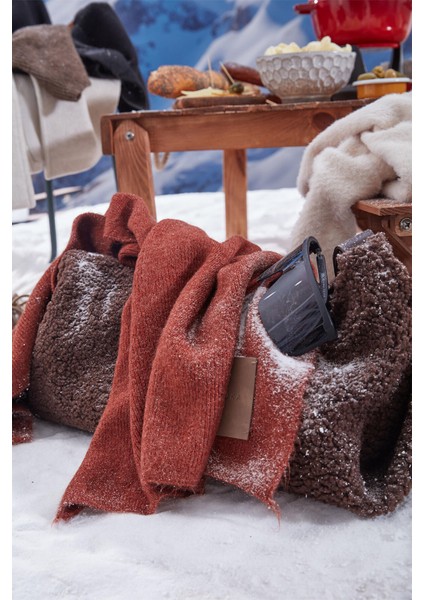 Cozy Yumuşak Dokulu Atkı Kiremit