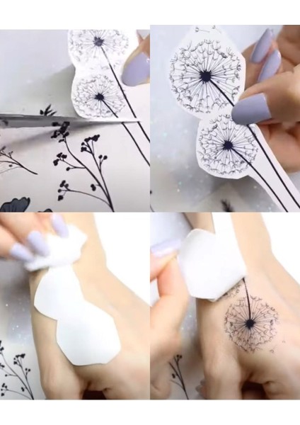 Büyük Boy Yapıştırma Dövme Geçici Dövme Seti 4 Adet Birden Model 13