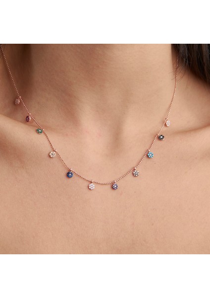 925 Ayar Rose Kaplama Gümüş Şans Kolyesi