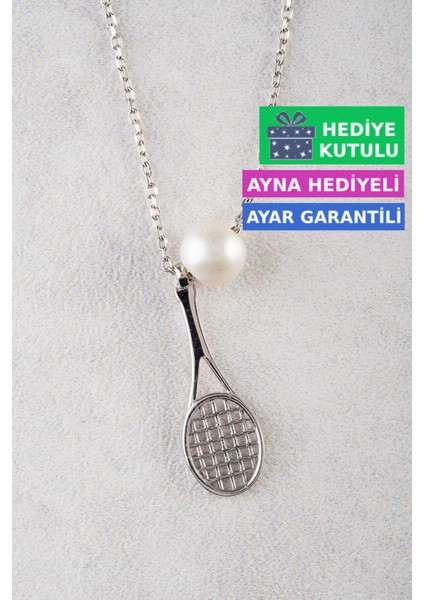 Gümüş İnci Tenis Raketi Kolye Beyaz Altın Kaplama Gümüş Kolye 925 Ayar Gümüş Kolye Kadın Gümüş Kolye Gümüş Kadın Kolye İncili Gümüş Kolye Kadın İnci Gümüş Kolye Kadın Gümüş Kolye