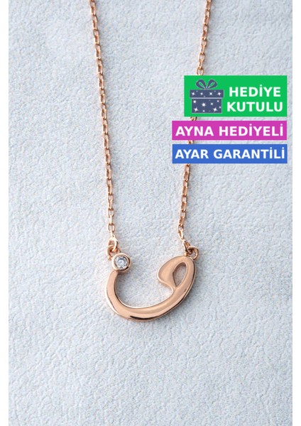 Gümüş Vav Kolye 18 Ayar Rose Altın Kaplama Vav Harfi Kolye 925 Ayar Gümüş Kadın Kolye | Bayan Vav Harf Kolye Zirkon Taşlı Vav Kolyesi Rose Gold Kadın Gümüş Kolye