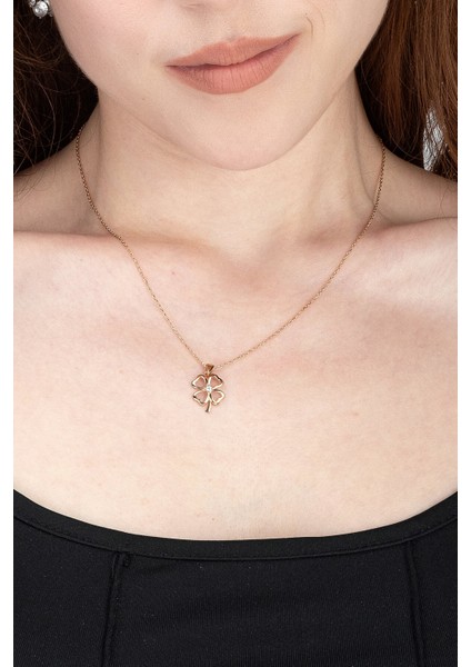 Yonca Gümüş Kolye 18 Ayar Rose Altın Kaplama Şans Yoncası 925 Ayar Gümüş Kadın Kolye| Bayan Dört Yapraklı Yoncalı Zirkon Taşlı 4 Yapraklı Yonca Kolyesi Rose Gold Kadın Gümüş Kolye indirimleri