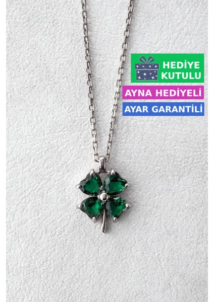 Gümüş Zümrüt Yeşil Taşlı Yonca Kolye 925 Ayar Yeşil Taşlı Yonca Kolye Beyaz Altın Kaplama Yonca Gümüş Kolye Zirkon Taşlı Kolye Gümüş Yonca Kadın Kolye 4 Yapraklı Yonca Kolye Kadın Gümüş Kolye