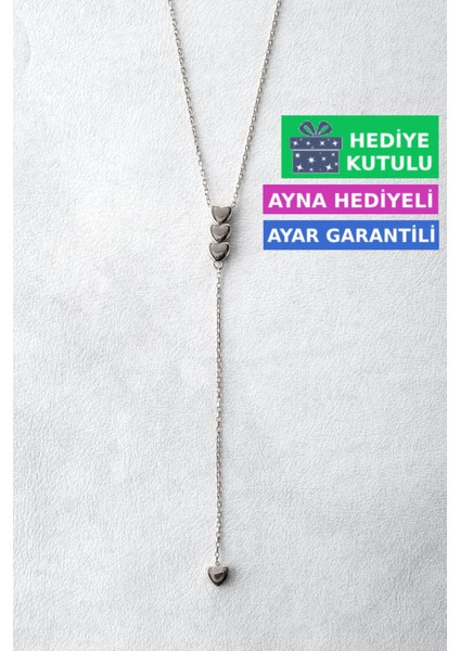 Kalpli Gümüş Kolye 18 Ayar Beyaz Altın Kaplama Kalp Kolye 925 Ayar Gümüş Kadın Kolye | Bayan Kalp Kolyesi Kalp Gümüş Kolye Uzun Kalpli Kadın Gümüş Kolye