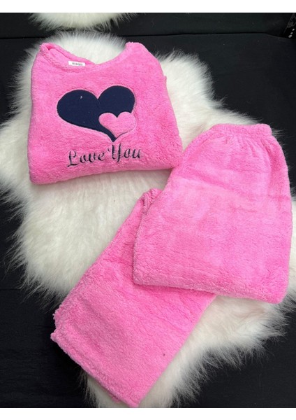 Bayan Uzun Kol Welsoft Pijama Takım Pembe