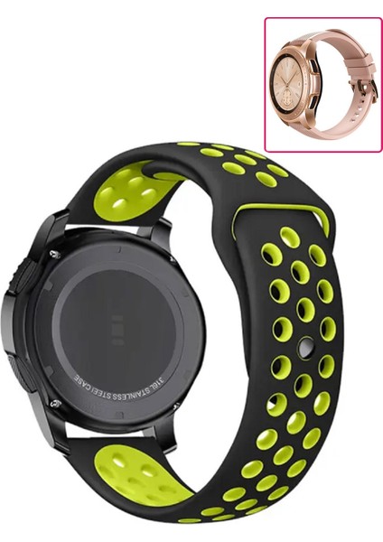 Samsung Galaxy Watch 42MM Akıllı Saat Uyumlu Kordon Yumuşak Dokulu Delikli Desenli Silikon Kayış