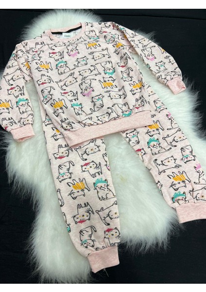 Memodoy Şardonlu Cat Pijama Takım Pembe