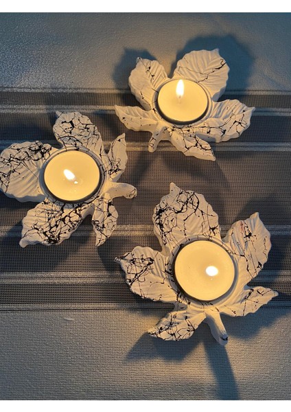 Mum Üçlü Yaprak Mumluk,Dekoratif Mumluk,Tealight Mumluk,Hediyelik Eşya