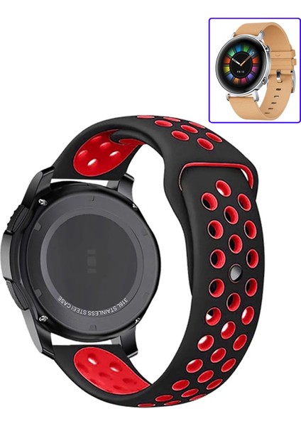 Huawei Watch Gt2 42MM Akıllı Saat Uyumlu Kordon Yumuşak Dokulu Delikli Desenli Silikon Kayış