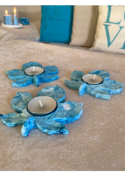 Mum Üçlü Yaprak Mumluk,Dekoratif Mumluk,Tealight Mumluk,Hediyelik Eşya