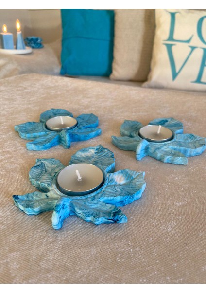 Mum Üçlü Yaprak Mumluk,Dekoratif Mumluk,Tealight Mumluk,Hediyelik Eşya