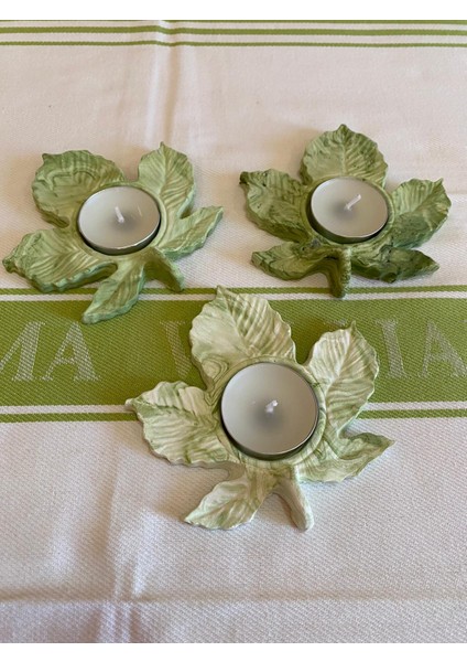 Mor Villa Mum Üçlü Yaprak Mumluk,Dekoratif Mumluk,Tealight Mumluk,Hediyelik Eşya