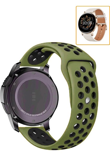 Huawei Watch Gt3 42MM Akıllı Saat Uyumlu Kordon Yumuşak Dokulu Delikli Desenli Silikon Kayış