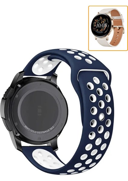 Huawei Watch Gt3 42MM Akıllı Saat Uyumlu Kordon Yumuşak Dokulu Delikli Desenli Silikon Kayış