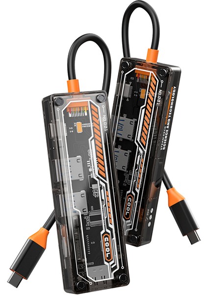 6in1 Type-C To Usb3.0 + Usb2.0 + Type-C Pd 100W + Sd + Tf + HDMI Çoğaltıcı Hub
