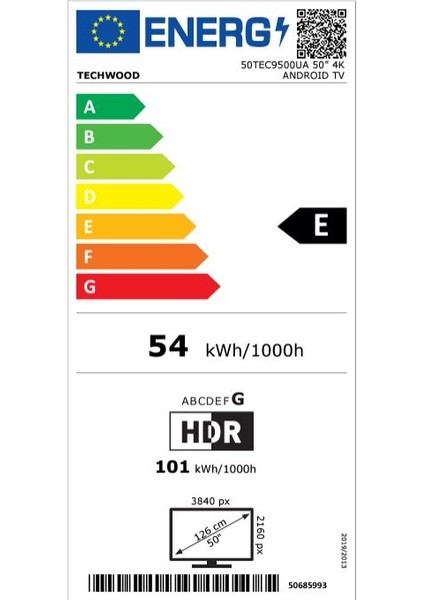 50TEC9500UA 50'' 126 Ekran Uydu Alıcılı 4K Ultra HD Android Smart LED TV