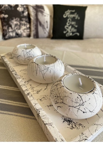 Mum El Yapımı 3'lü Set,Mumluk,Dekoratif Mumluk,Tealight Mumluk,Hediyelik Eşya