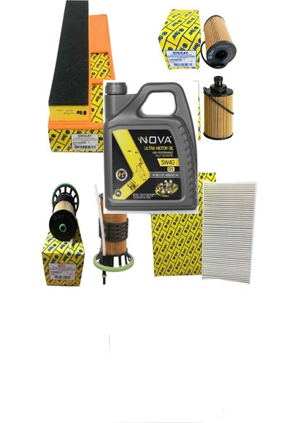 Fiat Albea Euro 4 1.3 Jtd-Multijet 16V Filtre Bakım Seti 2004-SONRASI + 5W40 Nova Yağ 4l