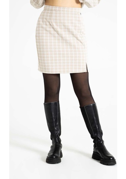 Bej Desenli Jakar Mini Etek 2281 fırsatları