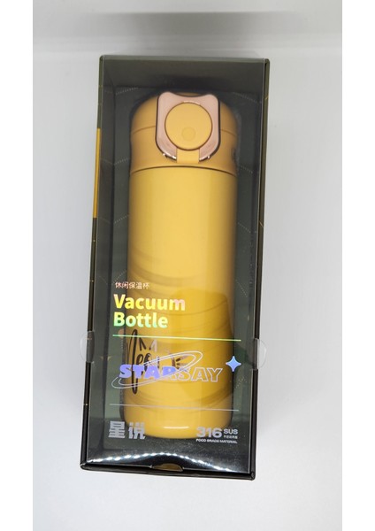 XS 0101 400 ml Kedi Pipetli Çelik Termos Sarı fiyatları