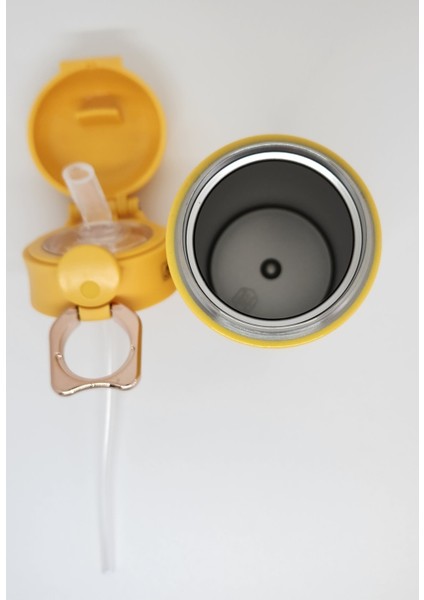 XS 0101 400 ml Kedi Pipetli Çelik Termos Sarı fırsatları