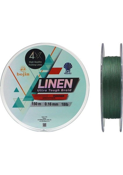 Bojin 4X Linen İp Misina 0.16 mm 150 m Yeşil
