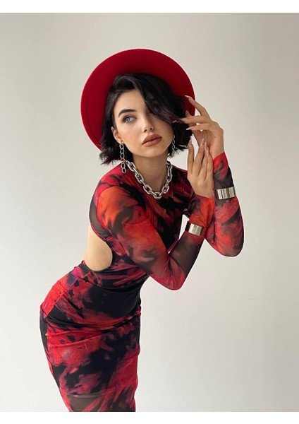 Velvet Sırt Dekolteli Streç Elbise
