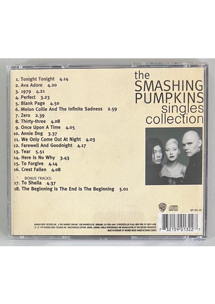 The Smashing Pumpkins Singles Collection CD (Orjinal 1999 Dönem Baskı)