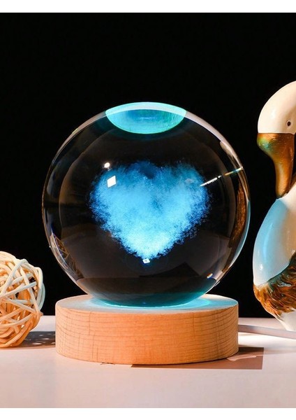 Mr Çocuklar Için 3D Kristal Cam Küre, Ahşap Soketli Gece Lambası,led, Gece Lambası,harika Bir Hediye Hediyelik Masa Lambası