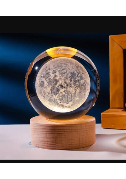 Mr Çocuklar Için 3D Kristal Cam Küre, Ahşap Soketli Gece Lambası,led, Gece Lambası,harika Bir Hediye Hediyelik Masa Lambası