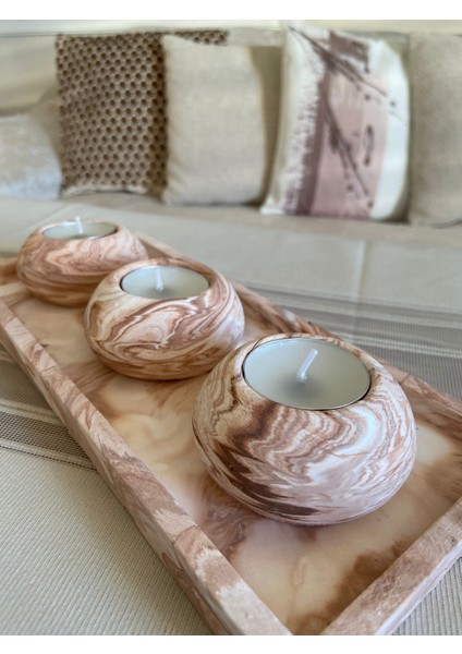 Mum El Yapımı 3'lü Set,Mumluk,Dekoratif Mumluk,Tealight Mumluk,Hediyelik Eşya