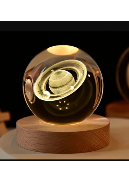 Mr Çocuklar Için 3D Kristal Cam Küre, Ahşap Soketli Gece Lambası,led, Gece Lambası,harika Bir Hediye Hediyelik Masa Lambası