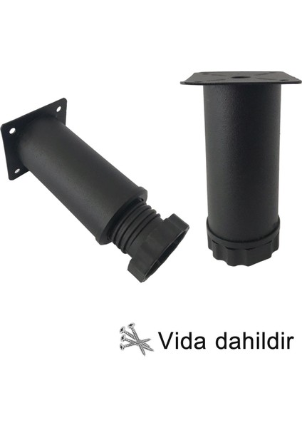 8 Adet Metal Ayarlanabilir 10 cm Siyah Destek Ayağı Mobilya Kanepe Baza Koltuk Dolap Sehpa Tv Ünitesi Ayağı
