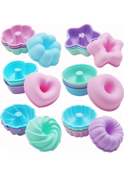 24 Parça Silikon Donuts ve Muffin Cup Cake Molds (Yurt Dışından)