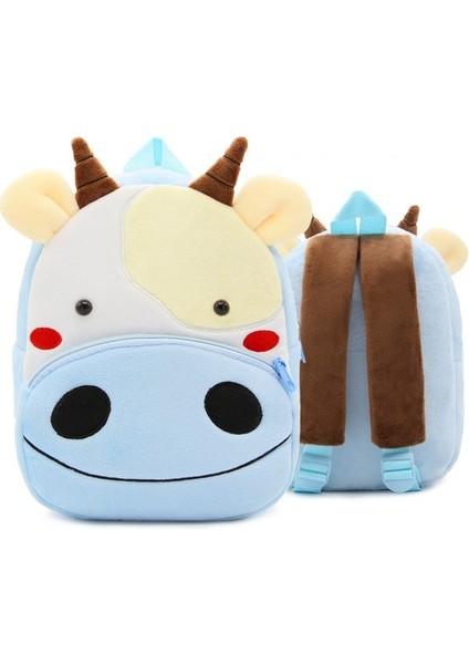 Beyaz Uzay Karitatesi Hayvan Çocukların Arka Paketi Kindergarten Plush Arka Paketi - Blue Bull (Yurt Dışından)