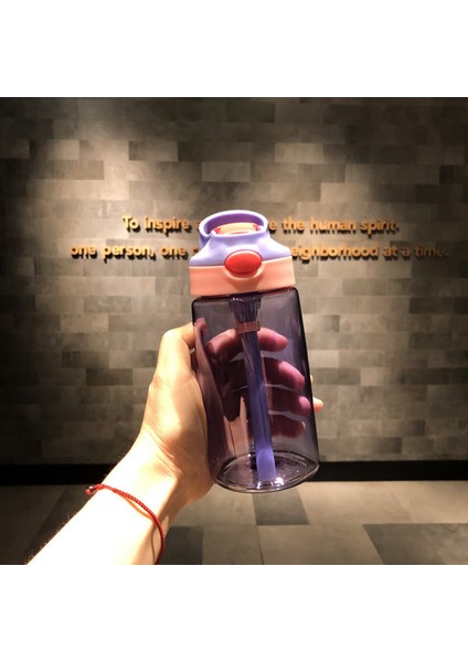 480ML Transparent Duckbill Plastic Cup For Children, Cute Cartoon Kindergarten Student Portable Straw Water Cup (Yurt Dışından)