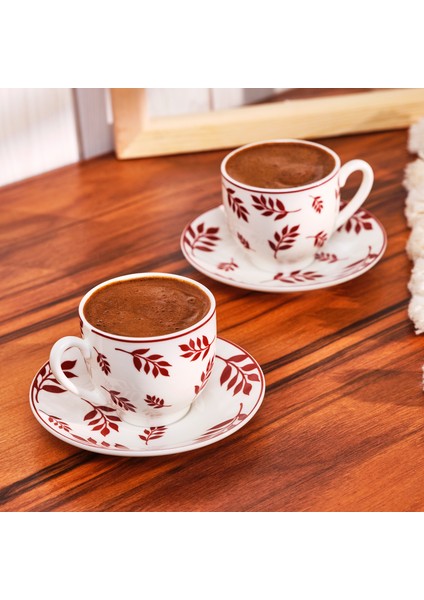 Adore New Bone 2 Kişilik Kahve Fincan Takımı 90 ml Bordo