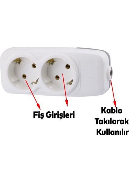 Kablosuz 2'li Grup Priz Klemensli Fiş Priz Topraklı Çoklu Grup Priz Çoğaltıcı Ikili