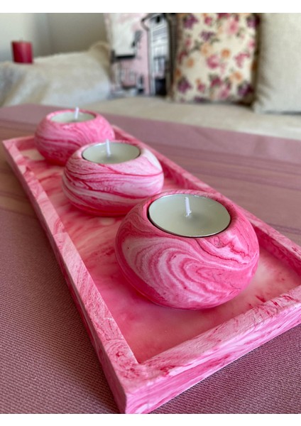 Mor Villa El Yapımı 3'lü Set,Mumluk,Dekoratif Mumluk,Tealight Mumluk,Hediyelik Eşya