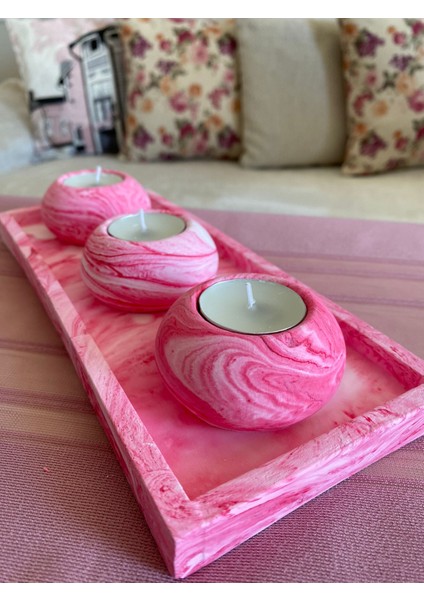 Mor Villa El Yapımı 3'lü Set,Mumluk,Dekoratif Mumluk,Tealight Mumluk,Hediyelik Eşya