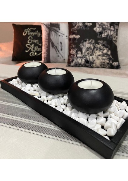 Mor Villa El Yapımı 3'lü Beton Tabaklı Beton Mumluk Set Beton Tealight Set Mumlar Dahildir