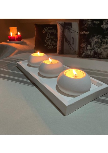 Mor Villa El Yapımı 3'lü Set,Mumluk,Dekoratif Mumluk,Tealight Mumluk,Hediyelik Eşya