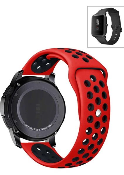 Amazfit Bip Bipu Biplite Bip3 BİP3PRO Akıllı Saat Uyumlu Kordon Delikli Desenli Silikon Kayış