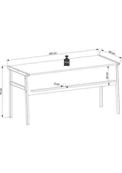 Zenith Ofis Masası 150CM Beyaz Meşe