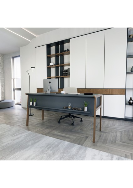 Zenith Ofis Masası 150CM Antrasit Ceviz