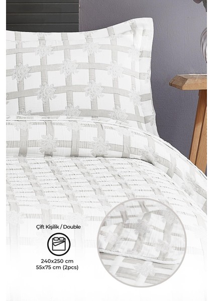 Pamuklu Çizgili Yatak Örtüsü Seti Çift ( Taraflı ) Kişilik 3 Parça Günlük Battal Shelby modelleri
