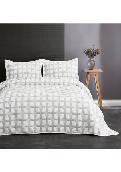 Pamuklu Çizgili Yatak Örtüsü Seti Çift ( Taraflı ) Kişilik 3 Parça Günlük Battal Shelby fırsatları