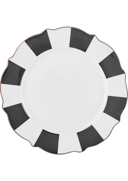 New Romantic Kalın Çizgili Pasta Tabağı 21 cm Siyah fiyatları