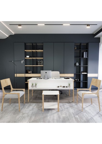 Zenith Ofis Masa Takım 150CM Beyaz Meşe