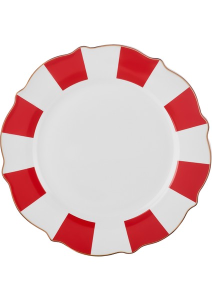 New Romantic Kalın Çizgili Pasta Tabağı 21 cm Kırmızı fiyatları